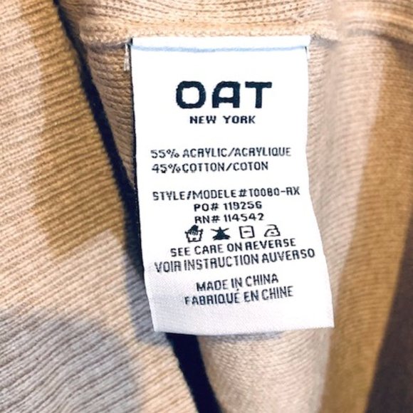 Oat New York Oatmeal Collared V-Neck Sweater - Size X-Large  New - Picture 5 of 6